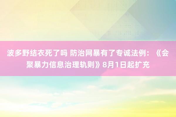 波多野结衣死了吗 防治网暴有了专诚法例：《会聚暴力信息治理轨则》8月1日起扩充