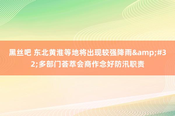 黑丝吧 东北黄淮等地将出现较强降雨&#32;多部门荟萃会商作念好防汛职责