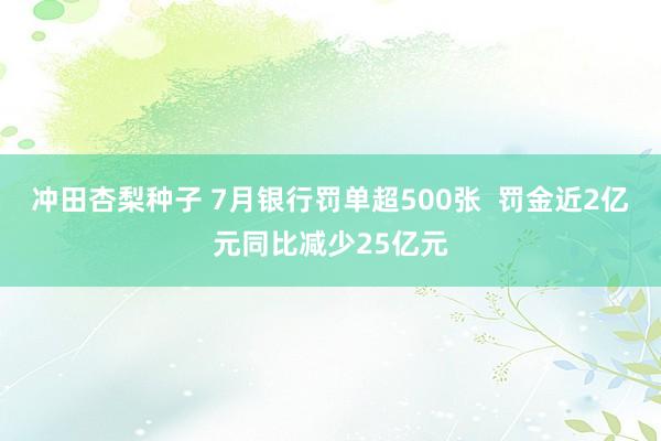 冲田杏梨种子 7月银行罚单超500张  罚金近2亿元同比减少25亿元