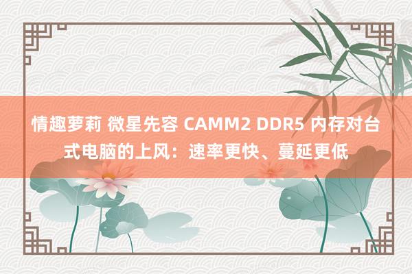 情趣萝莉 微星先容 CAMM2 DDR5 内存对台式电脑的上风：速率更快、蔓延更低