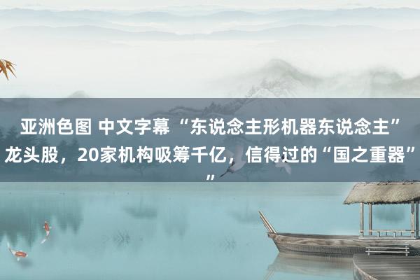 亚洲色图 中文字幕 “东说念主形机器东说念主”龙头股，20家机构吸筹千亿，信得过的“国之重器”