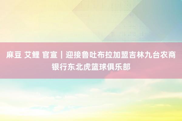 麻豆 艾鲤 官宣｜迎接鲁吐布拉加盟吉林九台农商银行东北虎篮球俱乐部